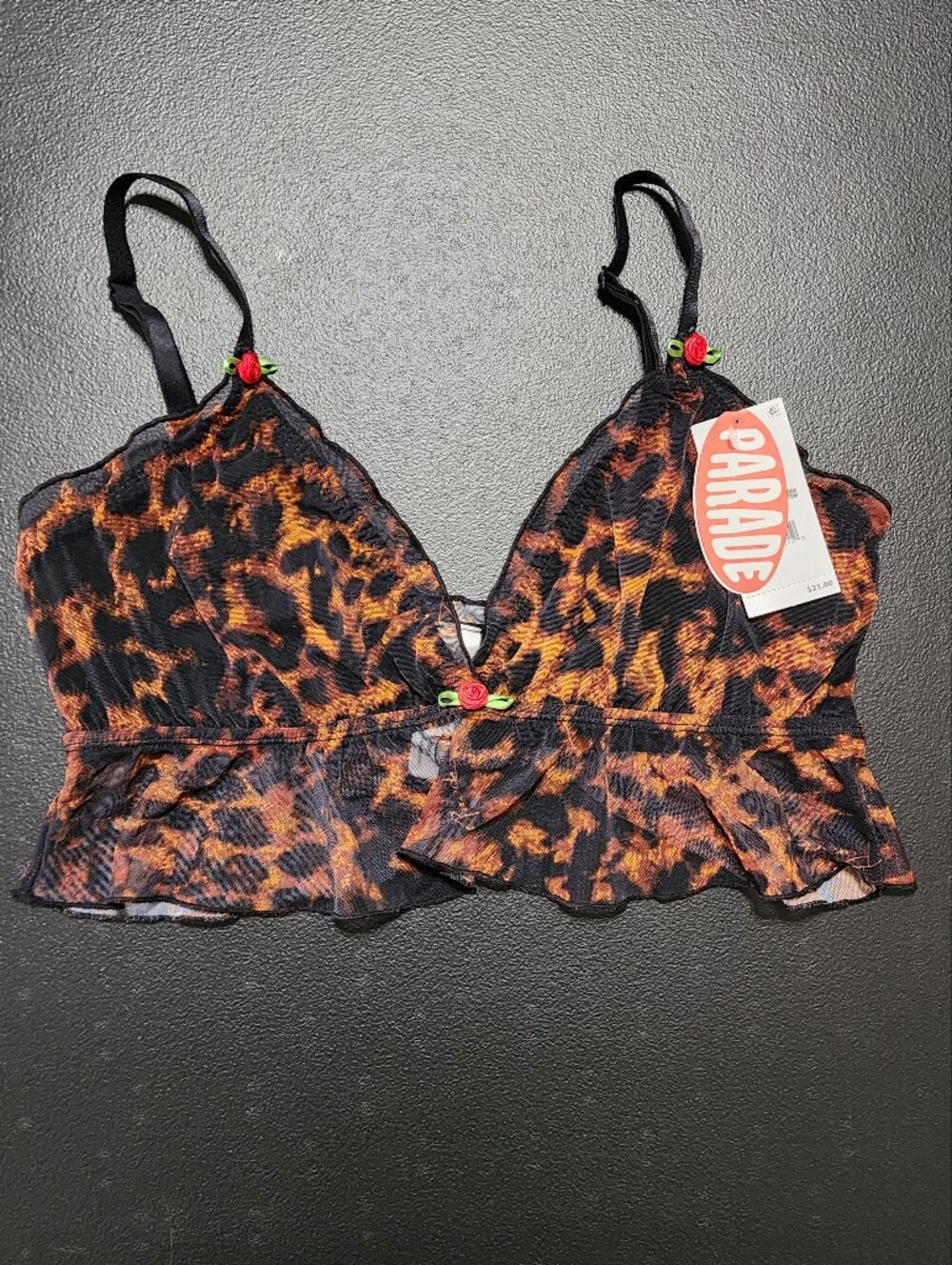Y2K Mesh Fairy Grunge | Rose Detail Bralette Top | Parade | Size S